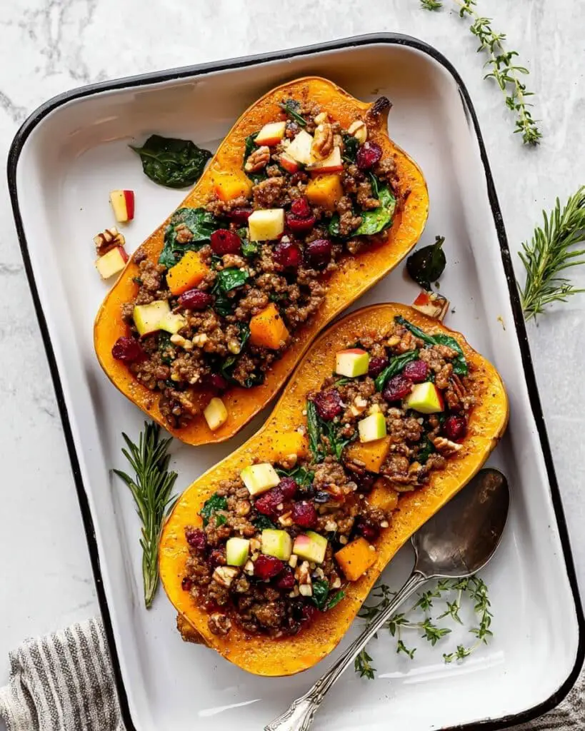Apple Sausage Stuffed Butternut Squash Recipe