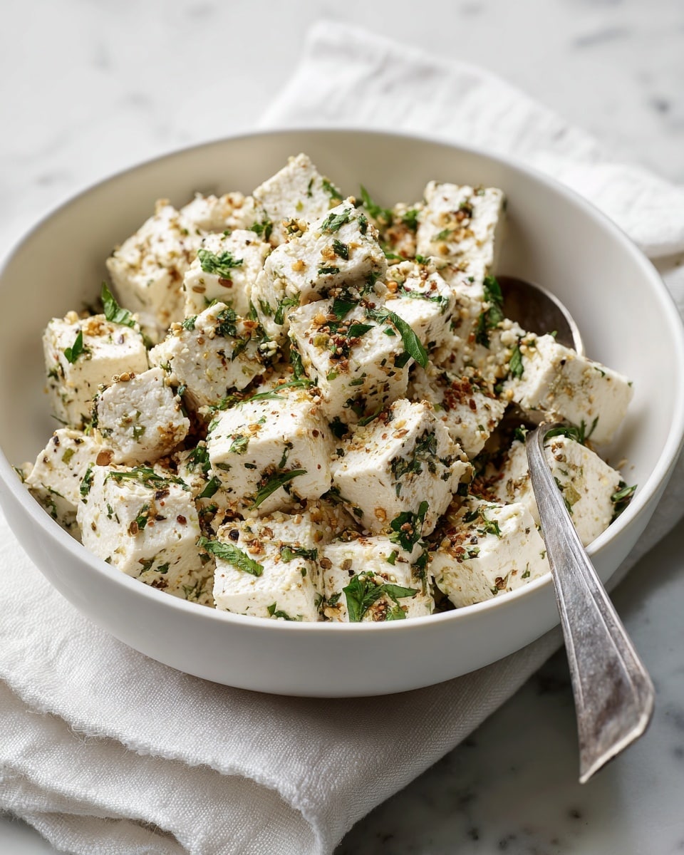 The dish shows a white plate filled with three main layers: the bottom layer has dark green cooked leafy vegetables, the middle layer has thick, round slices of slightly charred orange sweet potatoes, and the top layer is crumbled yellow tofu mixed with green herbs. There are several pieces of roasted red onion slices with a brownish edge scattered on the plate. Small fresh green herb leaves are sprinkled on top. A gold fork rests on the left side of the plate, and the plate is set on a white marbled texture with a piece of burlap fabric under it. photo taken with an iphone --ar 4:5 --v 7