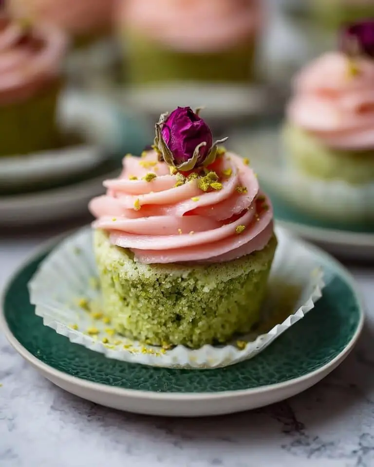 Vegan Mini Rose Cupcakes with Pistachio and Rosewater Frosting Recipe
