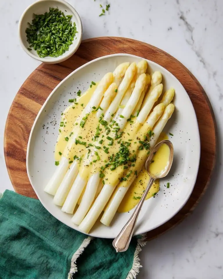 White Asparagus with Hollandaise Sauce and Fresh Herbs Recipe