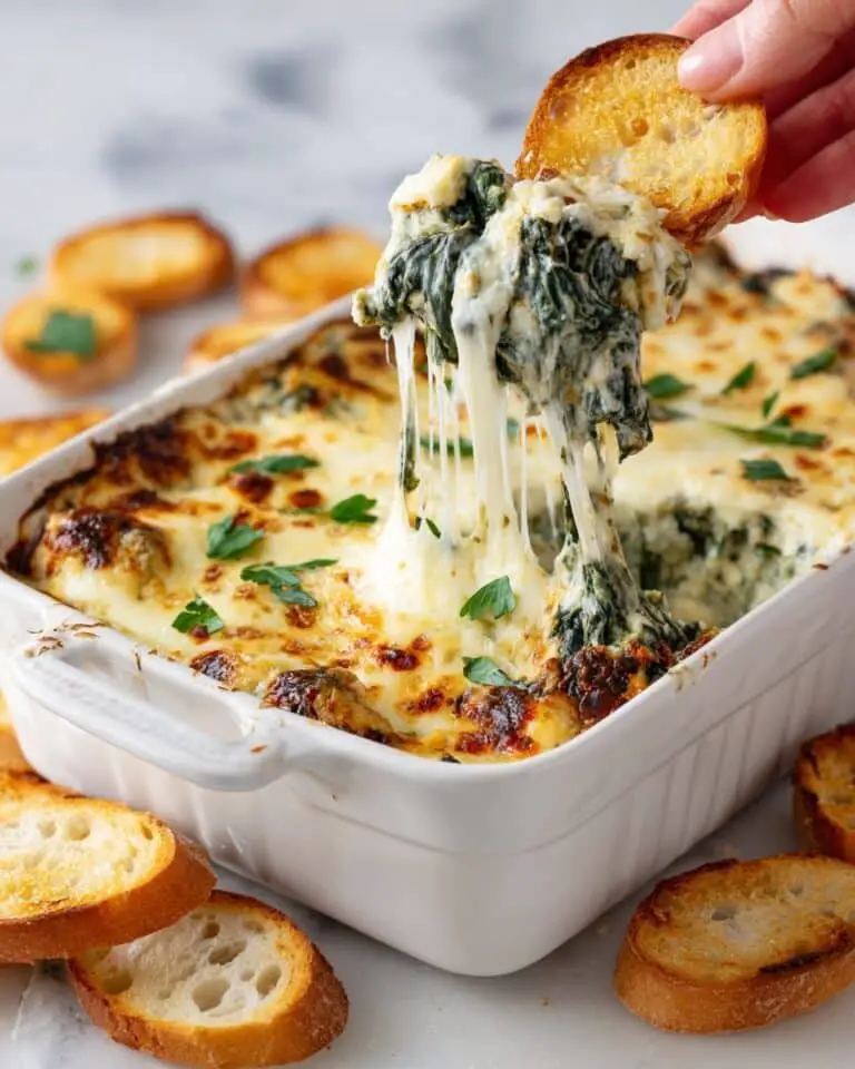 Creamy Spinach Dip with Melted Mozzarella and Parmesan Recipe