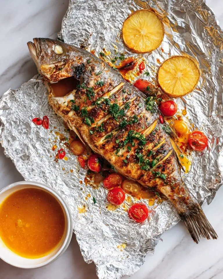 Whole Baked Sea Bass with Herb Marinade and Cherry Tomatoes Recipe