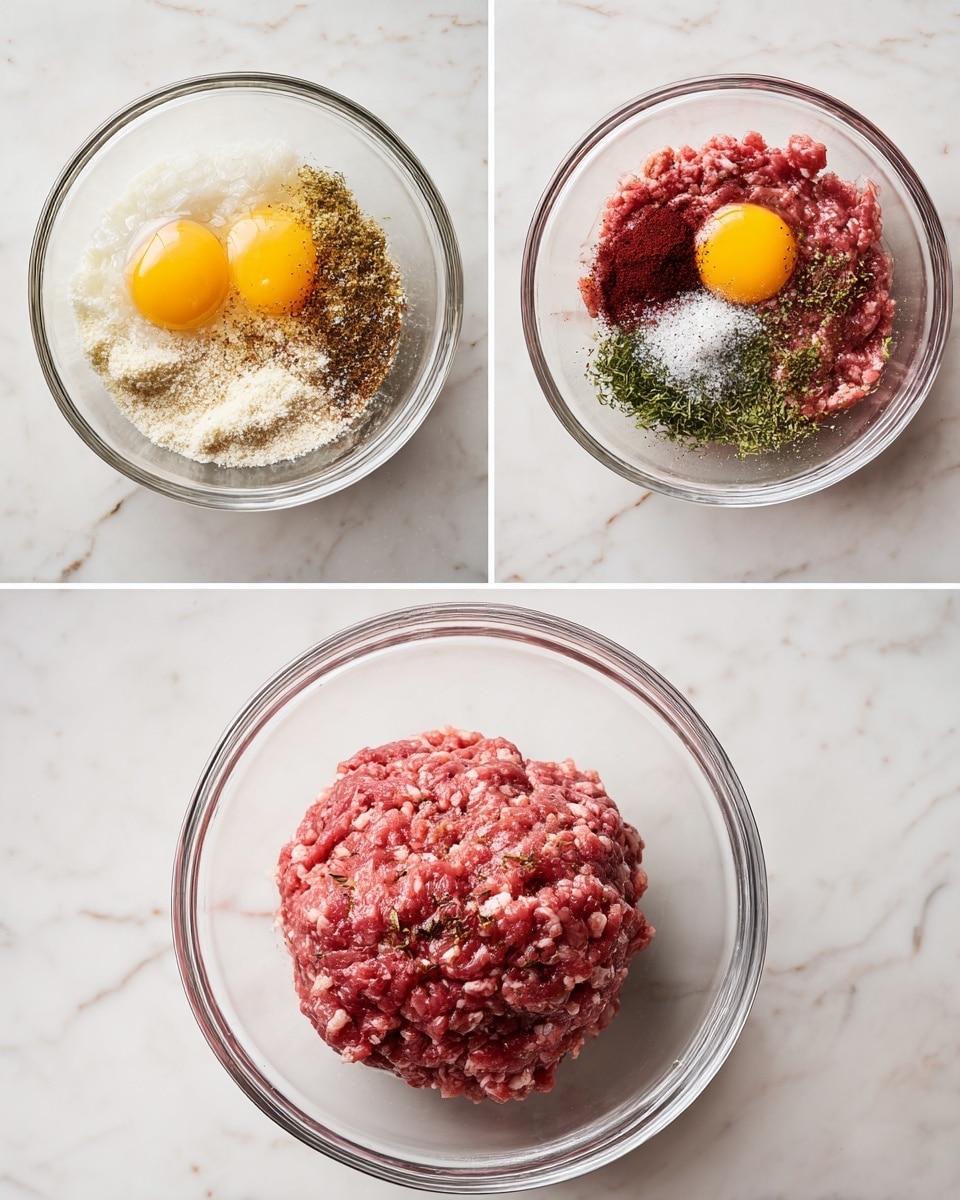 A white plate holds a meal with three main parts: a large slice of rolled meatloaf placed in the center, showing layers of brown meat mixed with green herbs and slices of light pink meat inside, surrounded by a chunky red tomato sauce with bits of tomato and herbs scattered on top and around; to the left of the meatloaf, there is a nest of light green spiralized zucchini noodles with a few green herbs sprinkled over them; the plate sits on a white marbled surface. photo taken with an iphone --ar 4:5 --v 7