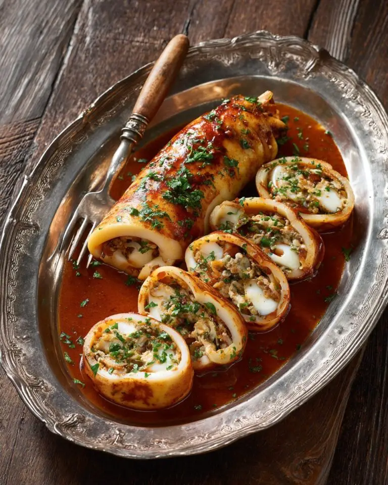 Stuffed Squid with Rice and Vegetables in Tomato Sauce Recipe