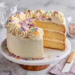 Small Vanilla Cake with Swiss Meringue Buttercream and Rainbow Sprinkles Recipe