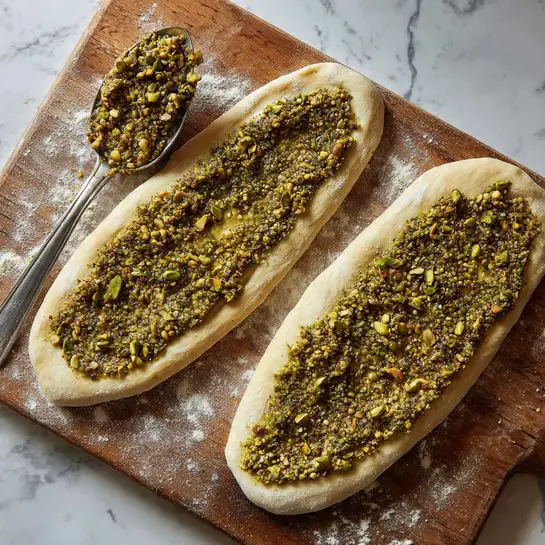 A close-up of a white bowl containing a dark brown sauce with visible sesame seeds floating throughout. The sauce has an oily texture that reflects light on its surface. There is a silver spoon resting inside the bowl, partially covered with the sauce. The inside sides of the bowl have some sauce splashes and flecks of herbs or spices. The bowl sits on a white marbled surface. photo taken with an iphone --ar 4:5 --v 7