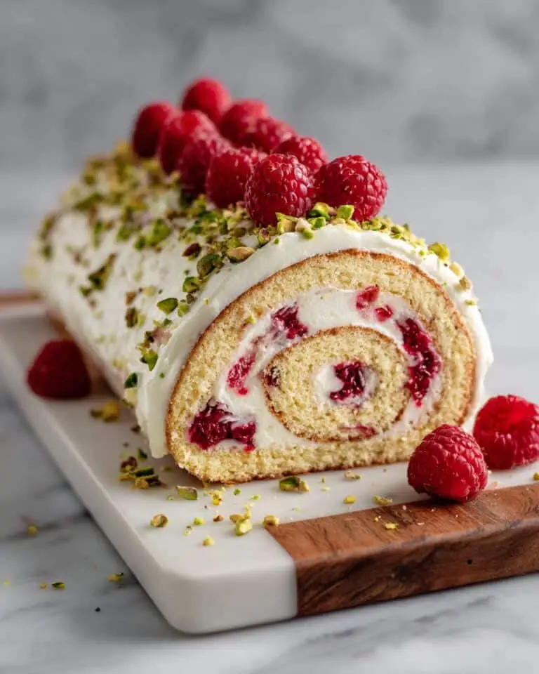 Raspberry Pistachio Roulade (Pistachio Swiss Roll) Recipe