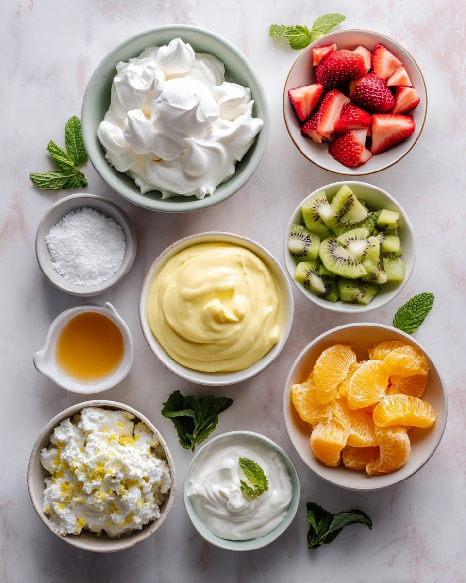 The image shows several white meringue nests cooling on a metal rack. Each meringue has one layer, with a smooth, swirled, ridged texture, and a hollow center. One side of the image shows empty nests, while the other side shows nests filled with a thick, pale yellow cream inside the hollow center. Behind the rack, there is a small glass jar filled with bright yellow lemon curd and a white spoon inside. The surface is a white marbled texture, creating a clean and bright setting. Photo taken with an iphone --ar 4:5 --v 7