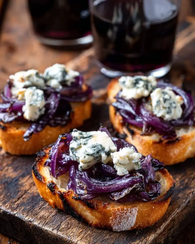 Spiced Red Onion Chutney and Gorgonzola Crostini Recipe