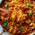Lentil Bolognese with Pappardelle and Fresh Basil Recipe