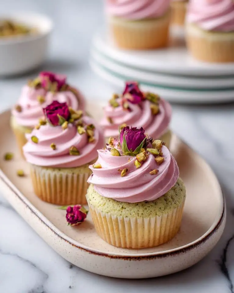 Vegan Mini Rose Cupcakes with Pistachio Frosting Recipe