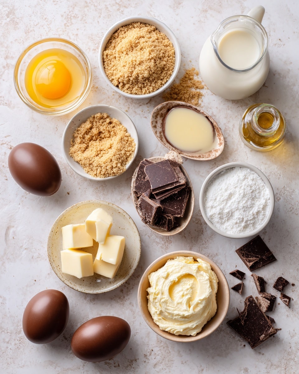 Two images show the making of a dessert inside a white chocolate egg shell shaped like an egg. The egg shell is filled with a brown crumb layer at the bottom and sides, which looks slightly rough in texture. On top of the crumbs, there is a thick layer of smooth white cream being spread evenly with a metal spatula. The white cream covers the crumb base completely, creating a flat, smooth surface. The background is a white marbled texture, and a woman's hand is holding the spatula in the second image. Photo taken with an iphone --ar 4:5 --v 7