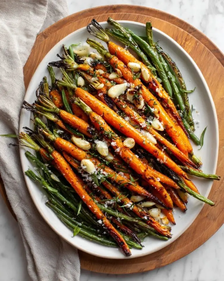 Roasted Green Beans and Carrots with Garlic Brown Butter and Lemon Recipe