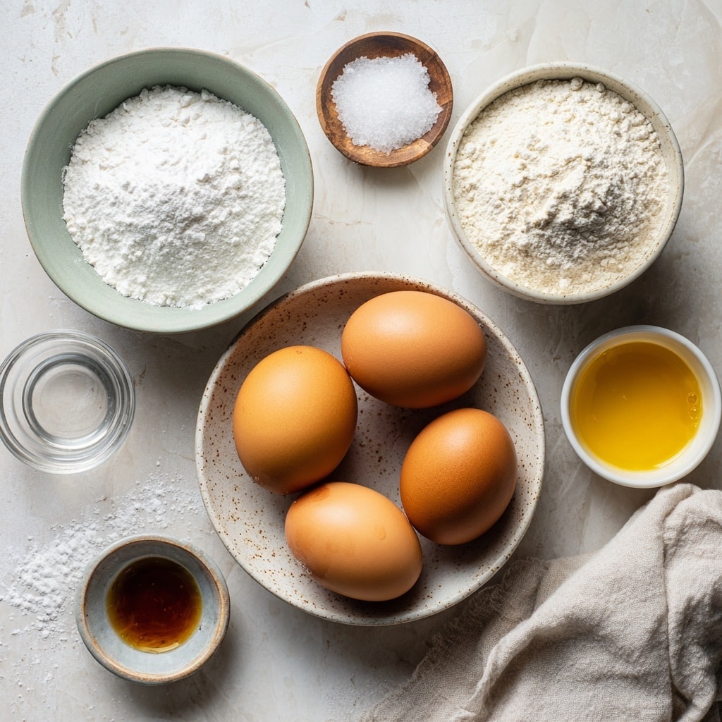 The image shows two parts: At the top, a close-up of a fine metal sieve filled with white powdery flour over a large white bowl with a smooth texture under a white marbled surface. The flour looks soft and fluffy, filling most of the sieve space. At the bottom, a creamy, smooth, light beige batter is being poured from a blue-rimmed bowl into a mixing bowl that looks dark and round. The batter forms soft folds and flows thickly, filling the bowl while the white marbled surface is visible in the background. photo taken with an iphone --ar 4:5 --v 7