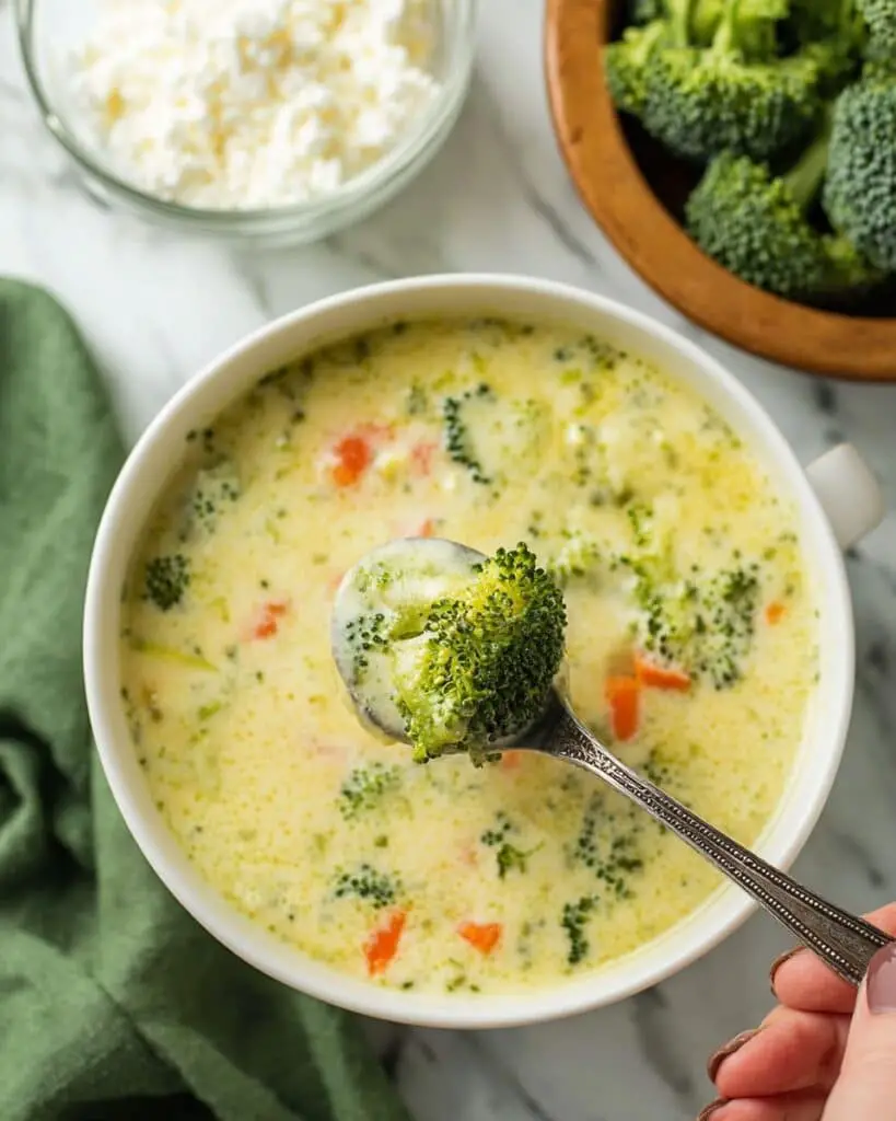 High Protein Broccoli Cheddar Soup Recipe