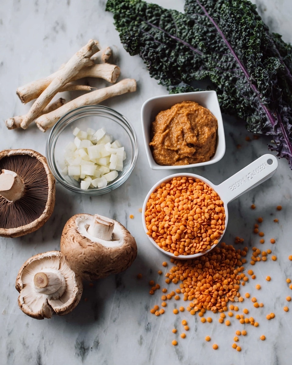 The image shows two white bowls filled with a thick creamy soup that has a pale yellow color. The soup has visible pieces of green leafy vegetables and small orange spots, likely from oil or seasoning, spread across the surface. One bowl is closer to the front and the other is in the background, both placed on a white marbled surface. A woman's hand holds a spoon with soup and a piece of green leafy vegetable close to the camera, giving a closer look at the texture, which looks smooth with soft chunks. There is a blue cloth napkin partially visible under the front bowl. Photo taken with an iphone --ar 4:5 --v 7