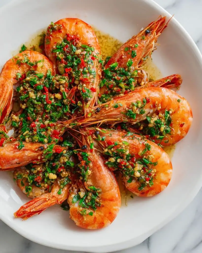 Grilled Prawns with Garlic, Parsley, Chilli, and Caramelized Lemons Recipe