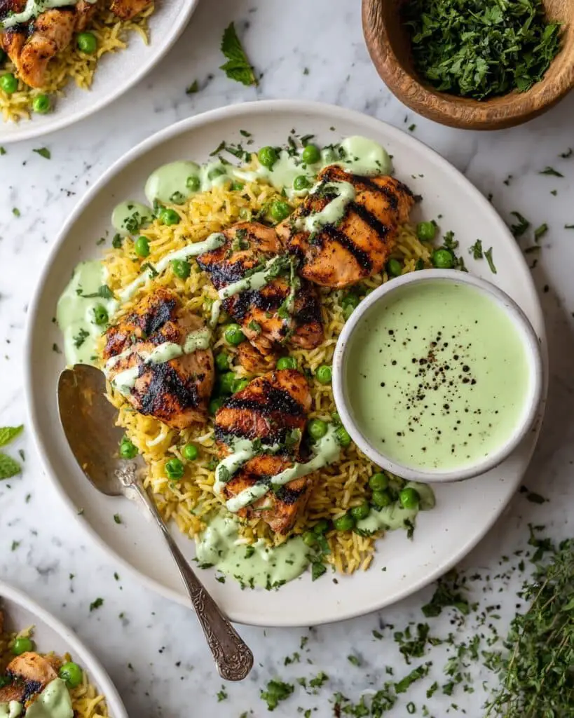 Peruvian Chicken and Rice with Green Sauce Recipe