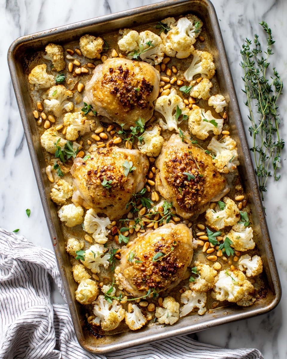 Sheet Pan Parmesan Roasted Cauliflower and Chicken Recipe - Recipe Image
