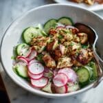 Radish Cucumber Salad with Black Pepper Chicken Recipe