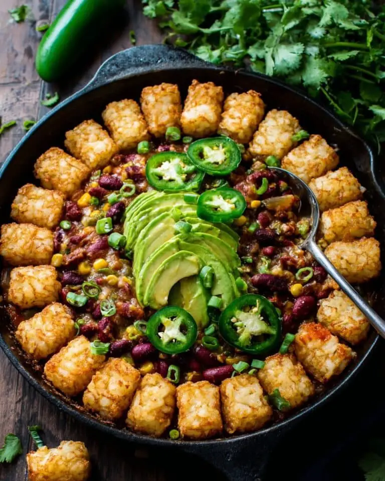 Vegetarian Chili Tater Tot Hotdish Recipe