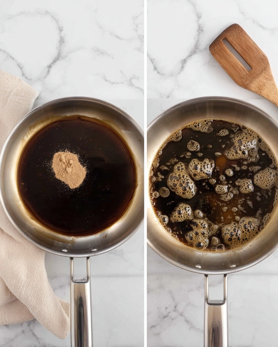 A slice of dark brown bread is topped with a layer of creamy, white cheese. On top of this, there are bright red cherry tomatoes cut in half, arranged to cover the surface completely. Small green basil leaves are scattered over the tomatoes, adding a fresh pop of color. A thick, shiny dark balsamic glaze is drizzled over the top, catching the light and creating a rich contrast. This open-faced sandwich sits on a round wooden board, with a glass bottle of balsamic glaze in the background, all set on a white marbled surface with a beige cloth casually placed behind it. photo taken with an iphone --ar 4:5 --v 7