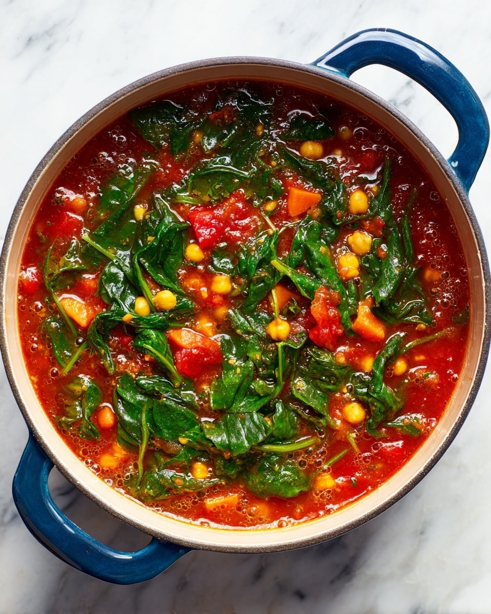 The image shows a white marbled table with a wooden cutting board in the center. On the board, there are six sections of chopped ingredients arranged in neat piles: finely chopped white onions at the top right, bright orange diced carrots at the bottom right, light green chopped celery in the bottom middle, minced garlic near the top middle, and a small white bowl with green chopped herbs near the center. Around the board on the table, there are several white bowls and cups holding various ingredients: a small bowl of fresh spinach leaves at the bottom left, a bowl filled with black pepper, dried herbs, and red pepper flakes at the top right, a cup of brown lentils above the board, a small bowl of grated cheese or salt at the top left, a glass measuring cup of golden broth on the left side, and an opened can of whole peeled tomatoes with red tomato sauce inside near the top left. A small white dish with dark red liquid is placed at the bottom right near the carrots. The overall look is colorful with fresh ingredients spread neatly and a woman’s hand is not visible in this image. Photo taken with an iphone --ar 4:5 --v 7