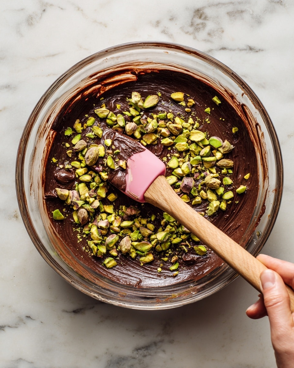 Dubai Chocolate Mousse Cake with Pistachio Insert and Glaze Recipe - Recipe Image