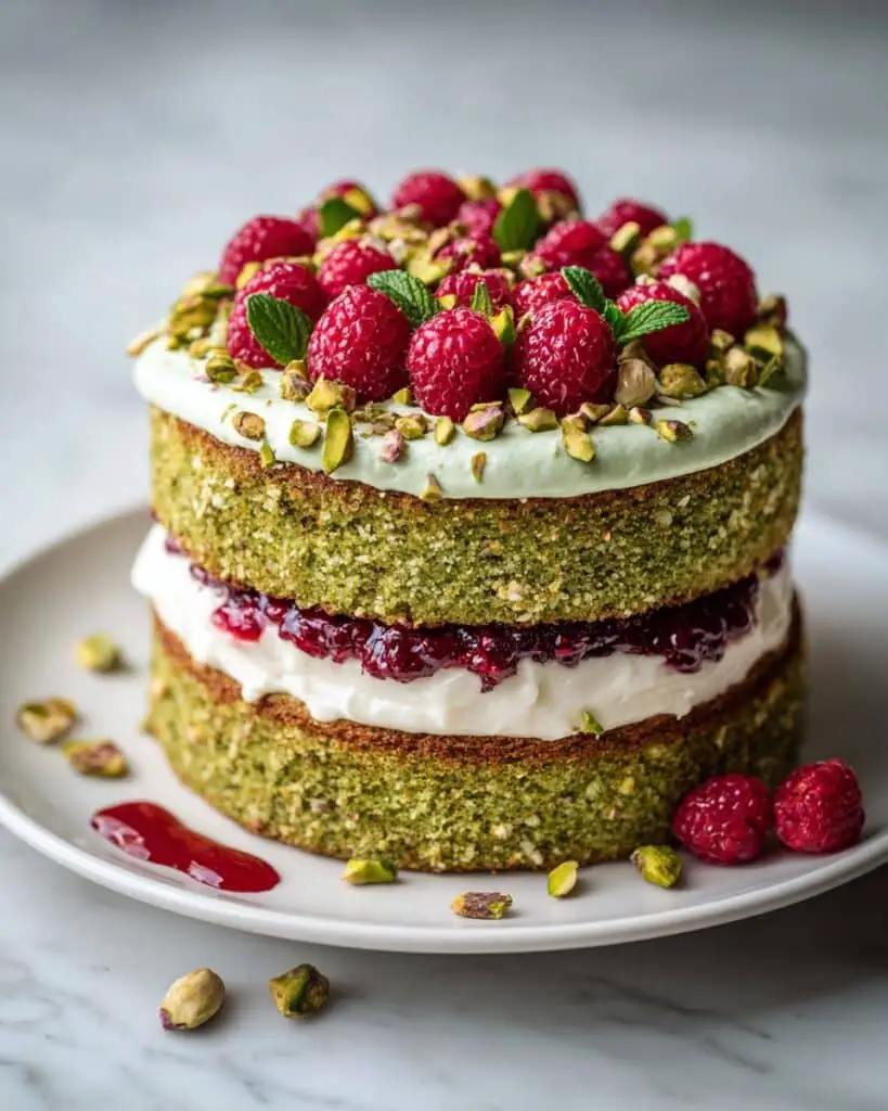Pistachio Raspberry Cake Recipe