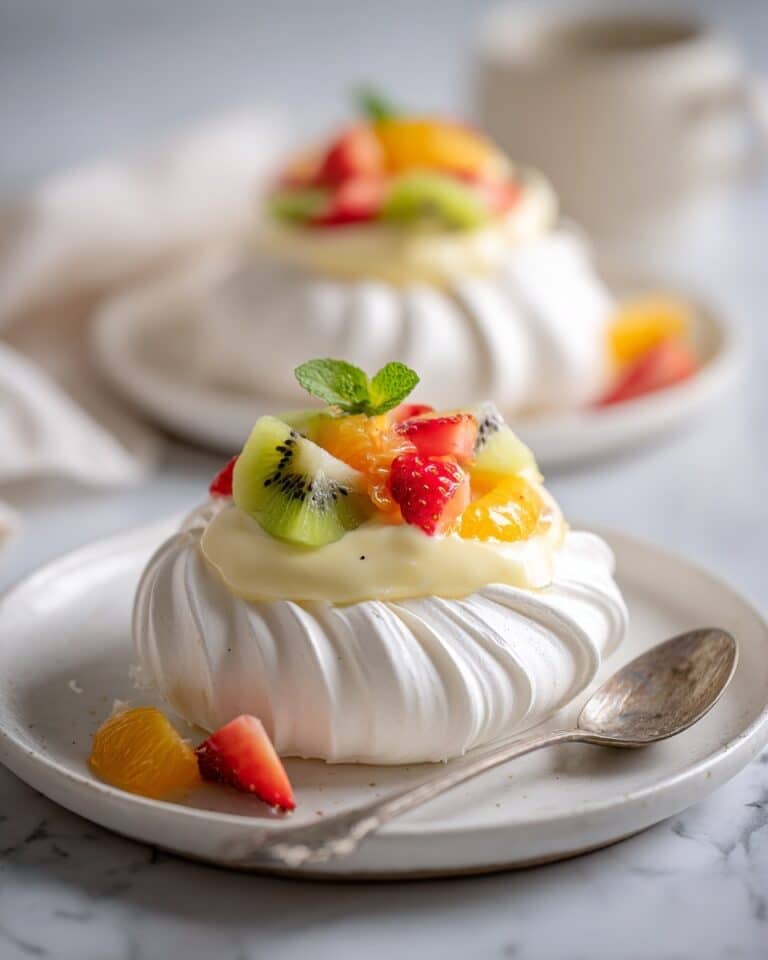 Meringue Nests with Lemon Curd Mousse and Fruit Salsa Recipe