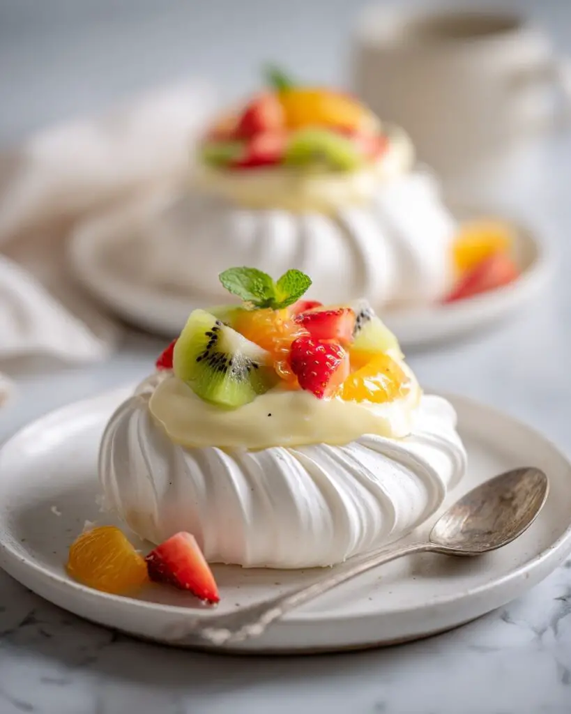 Meringue Nests with Lemon Curd Mousse and Fruit Salsa Recipe