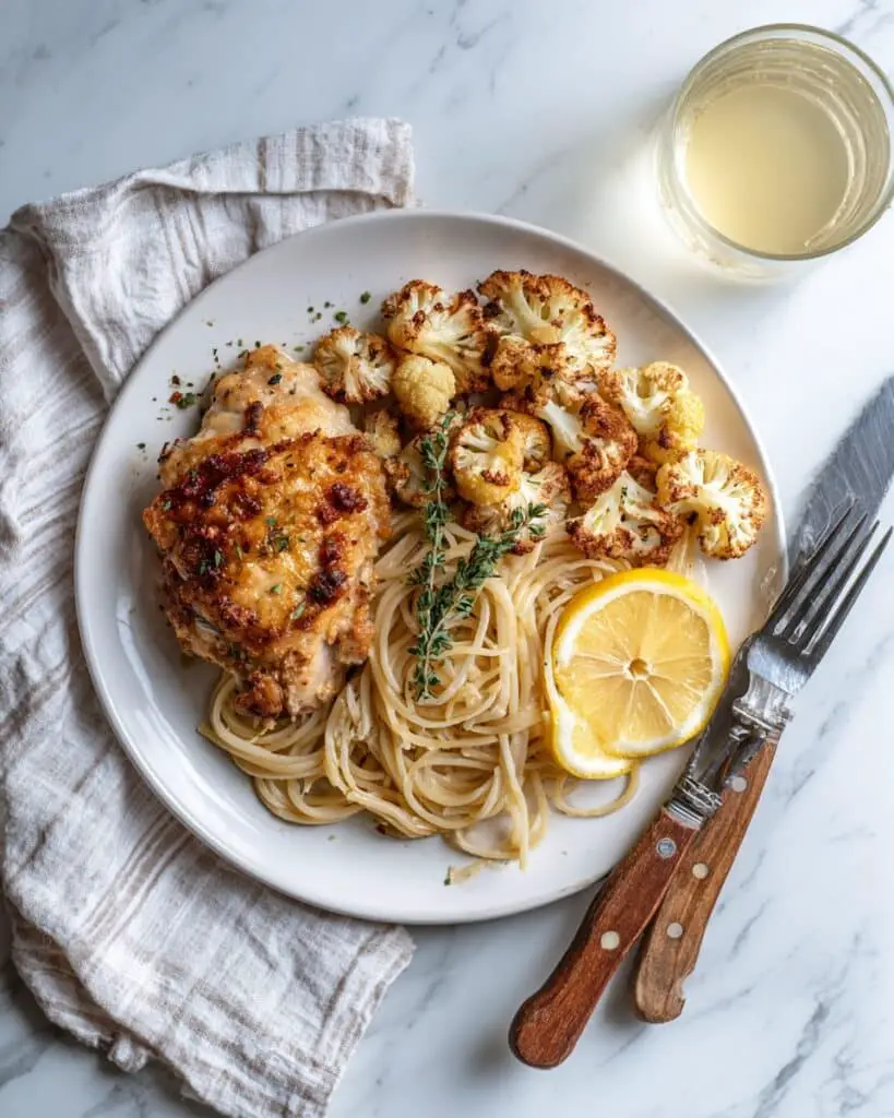 Sheet Pan Parmesan Roasted Cauliflower and Chicken Recipe