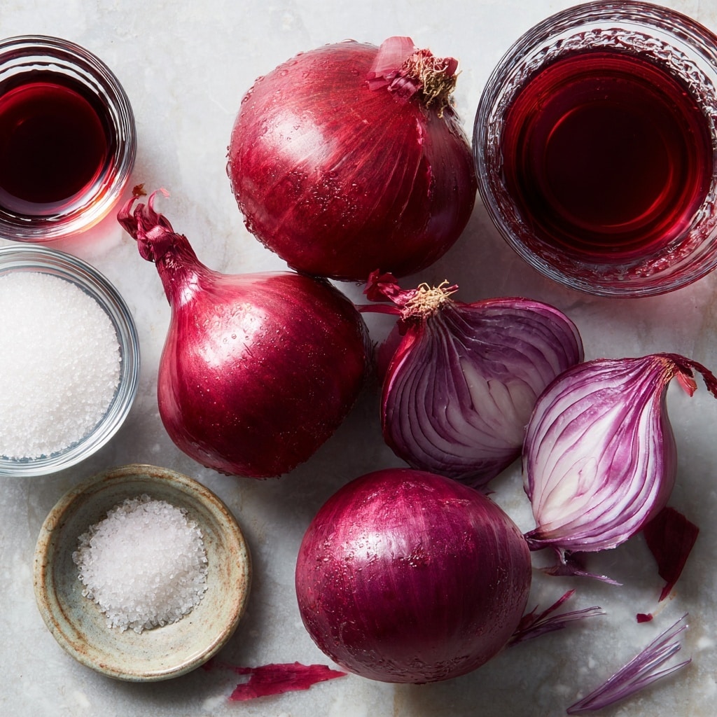The image shows three pieces of toasted bread with a light golden brown color and some darker char marks on the top. Each slice is layered with a generous amount of deep purple caramelized onions that have a shiny, soft texture. On top of the onions, there are chunks of creamy white cheese with blue-green mold spots, giving a marbled look. In the background, there is a clear glass filled with dark red wine. All the food and the glass are placed on a rustic dark brown wooden surface. photo taken with an iphone --ar 4:5 --v 7