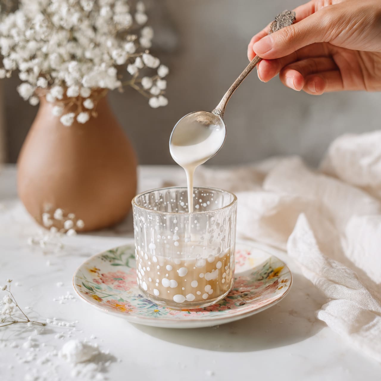 Coconut Macchiato with Coconut Sauce and Butterfly Pea Powder Recipe - Recipe Image