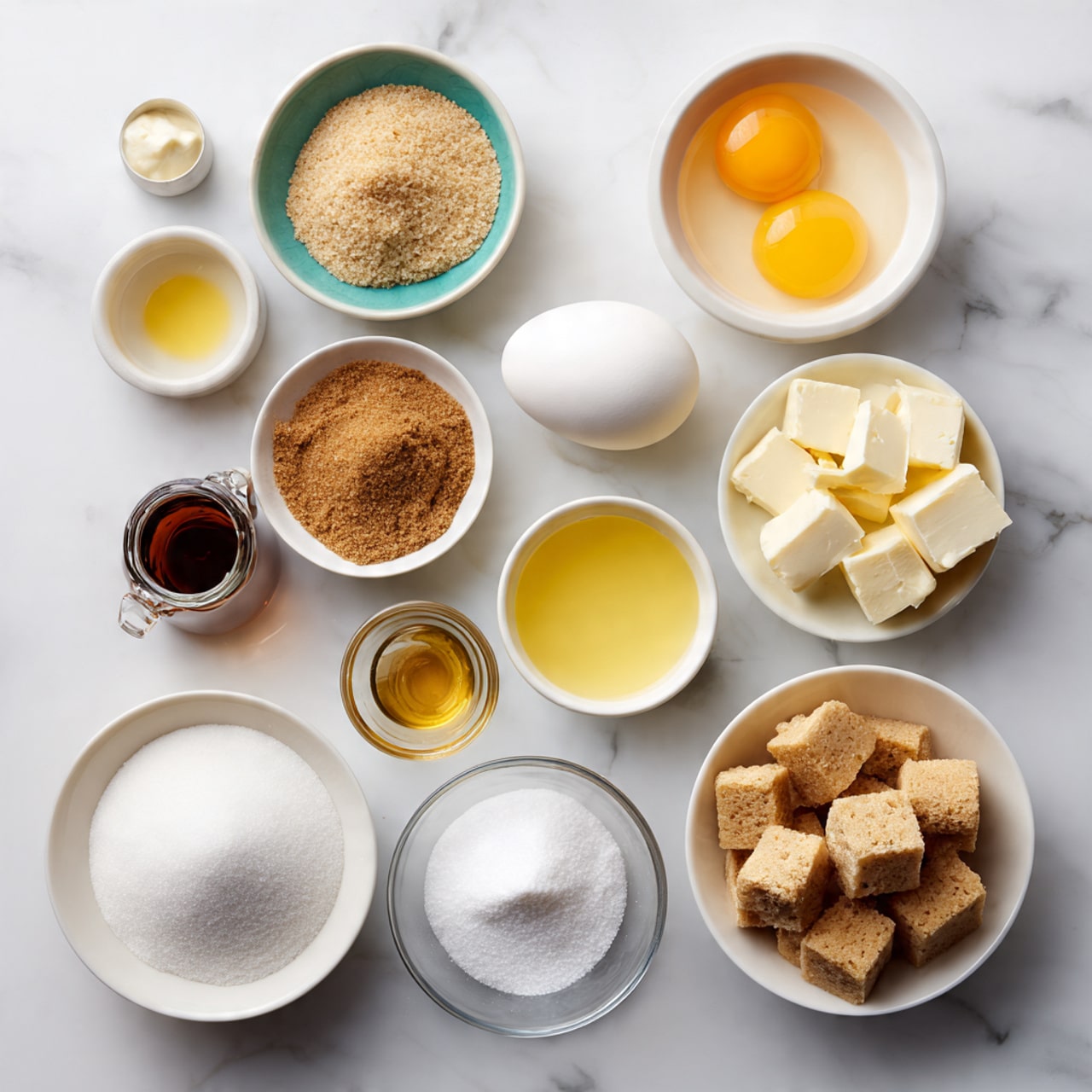 The image shows several round cookies placed closely together on a wooden board, each with three layers: a soft light brown cookie base, a thick bright yellow cream layer sitting neatly on top, and a generous dollop of toasted marshmallow topping with a browned, slightly crispy texture and uneven edges. Next to the board on a white marbled surface, there is a golden spoon with a small amount of the yellow cream. The warm sunlight creates soft shadows, highlighting the textures and colors vividly. photo taken with an iphone --ar 4:5 --v 7