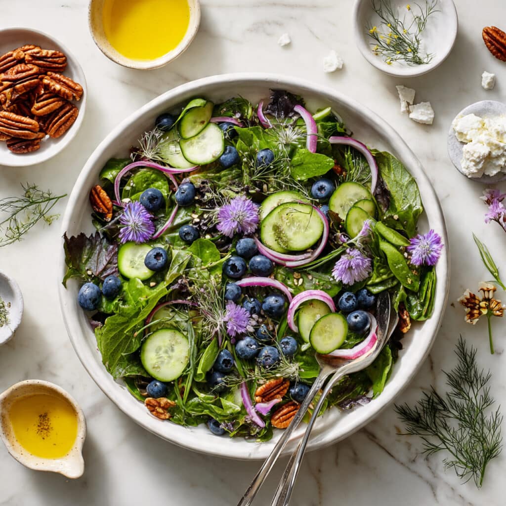 Blueberry Arugula Herb Salad with Honey Mustard Lemon Dressing Recipe