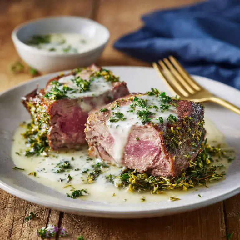 Rack of Lamb with Herb Crust and Mint Yogurt Sauce Recipe