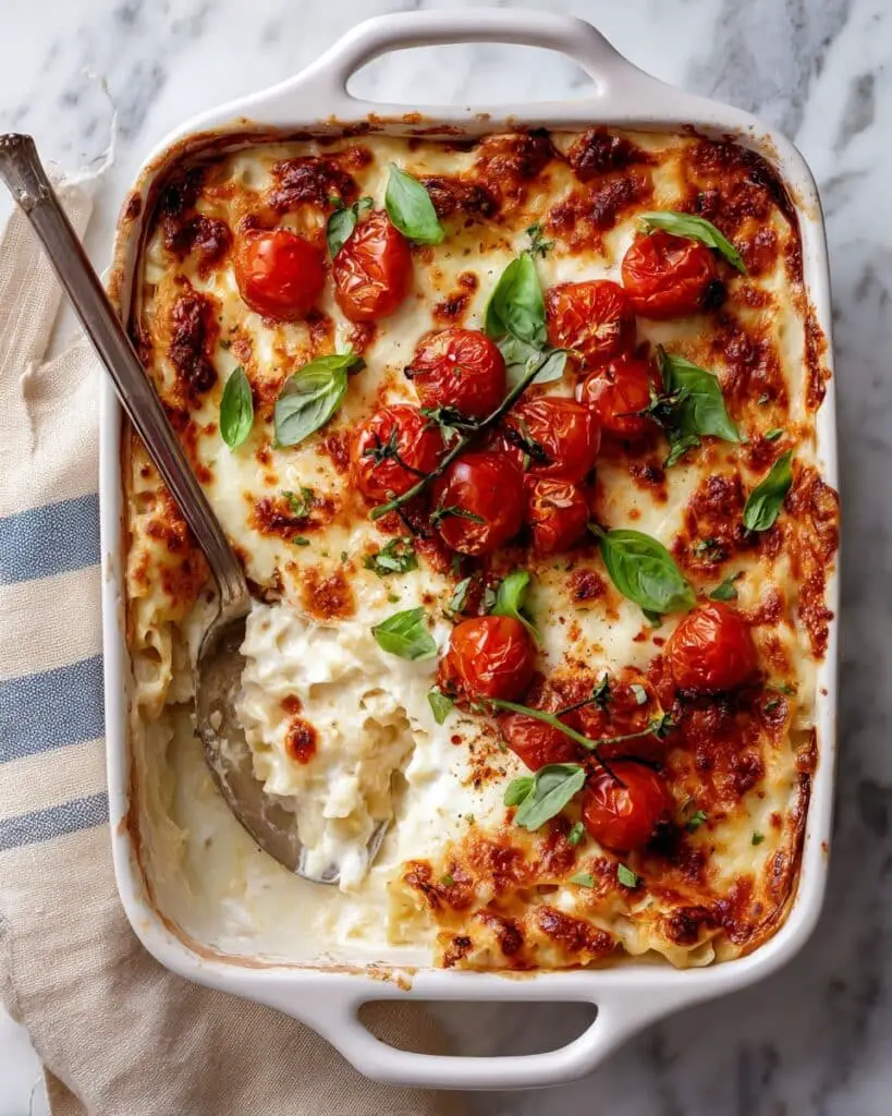 Easiest One Pan Caprese Pesto Orzo Bake Recipe