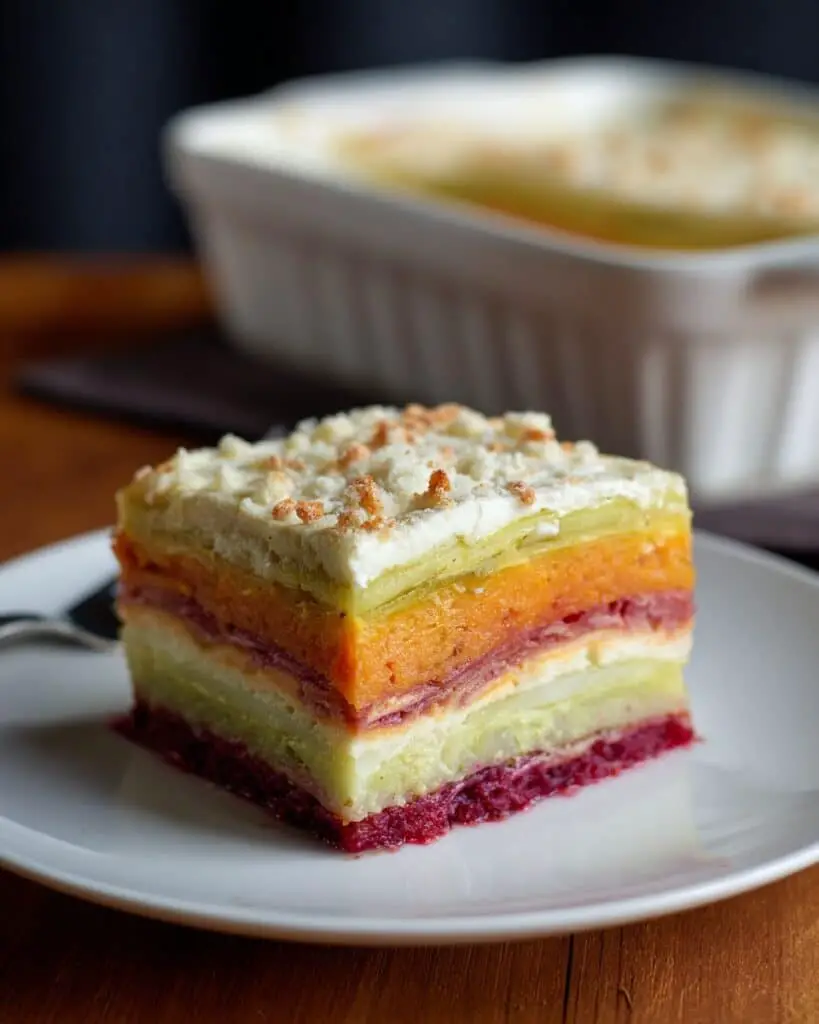 Rainbow Veggie Lasagne with Beet, Carrot, and Pesto Fillings Recipe