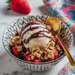 Strawberry Chocolate Crisp with Vanilla Ice Cream Recipe
