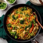 Stir Fry Noodles with Chicken, Vegetables, and Spicy Asian Sauce Recipe