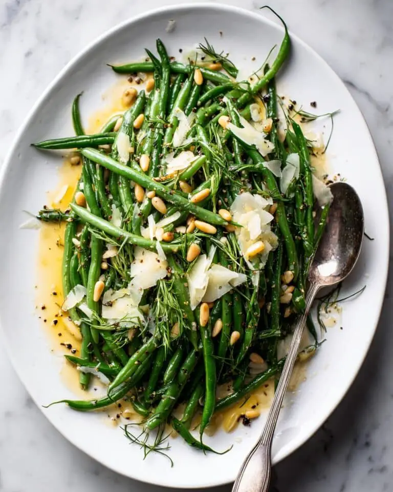 Roasted Green Beans with Basil, Pine Nuts, and Cheese Recipe