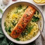 Lightened-Up Lemon Salmon Orzo Pasta Recipe