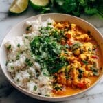Crockpot Thai Yellow Curry Chicken with Garlic Rice Recipe