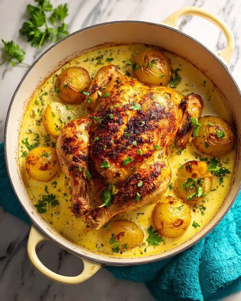 Creamy Lemon and Herb Pot Roasted Chicken Recipe