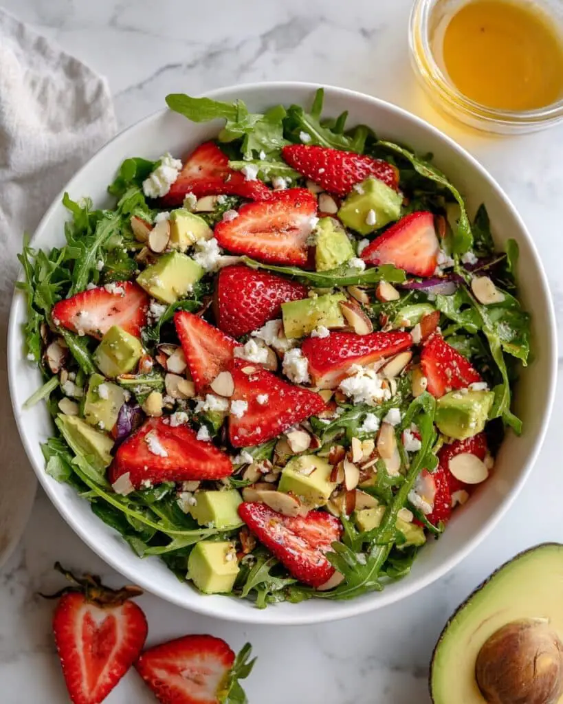 Strawberry Crunch Salad with Honey Lemon Champagne Vinaigrette Recipe