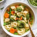 Spring Vegetable Tortellini Soup with Pistachio Pesto Recipe