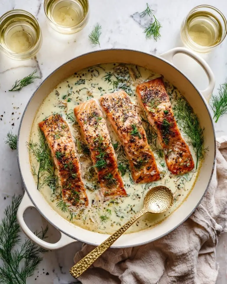 Creamy Spring Salmon with Asparagus, Peas, and Lemon Recipe