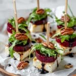 Beet Salad Appetizer Skewers with Feta, Pecans, and Balsamic Glaze Recipe