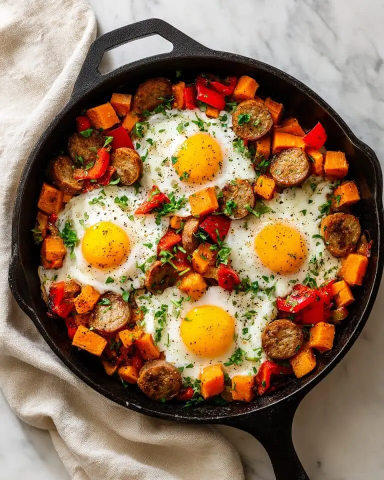 Sweet Potato Hash with Chicken Sausage and Eggs Recipe